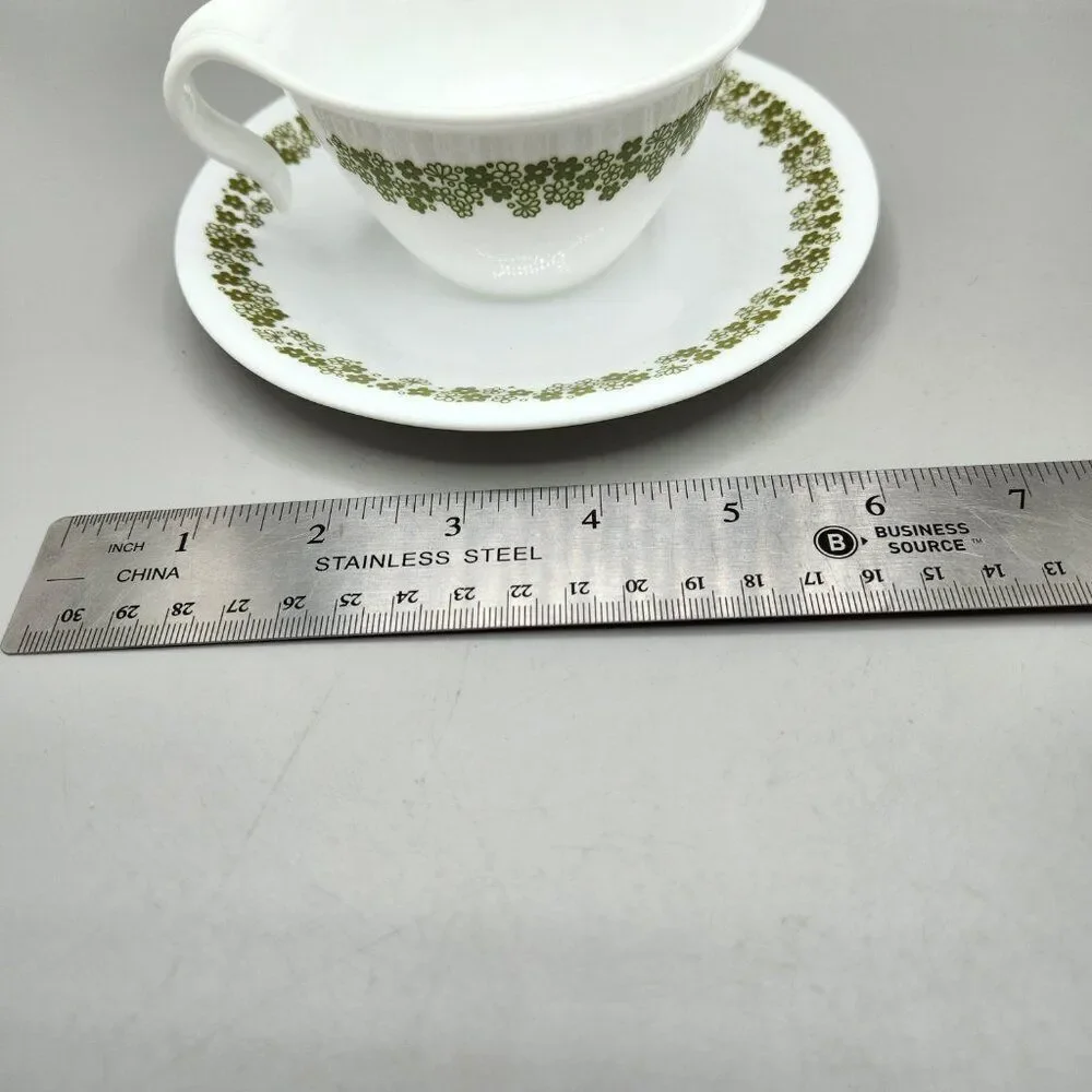 Corning Corelle Green Spring Blossom Crazy Daisy Hook Coffee Cup & Saucer Set 3